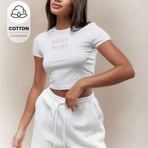 Missguided 'Wifey to Be' Set Top and Sweatpants/Joggers